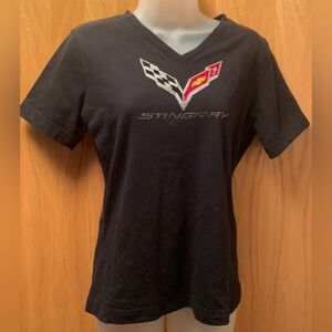 Stingray Logo Sequined Black Tee Shirt Medium
